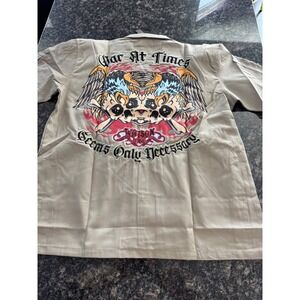 Watson War At Times Shirt Mens XL Tan Khaki Embroidered Graphic WTSN003-WSHT-05